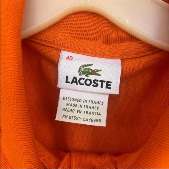 Lacoste Orange Polo with Green Crocodile Logo - Picture 3 of 5